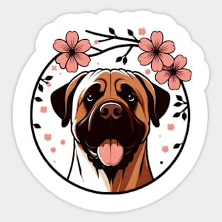 Boerboel Embraces Spring Amidst Cherry Blossoms Radiance Sticker